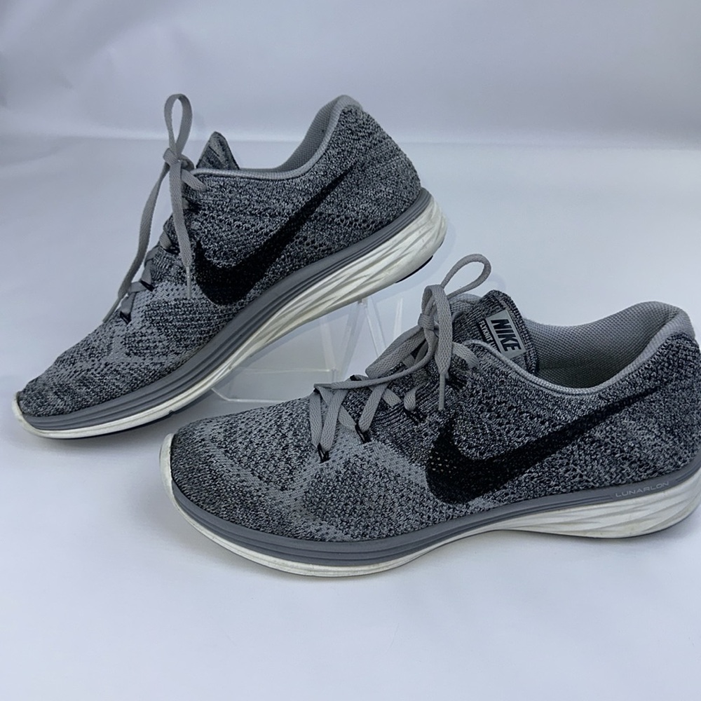 Nike Flyknit Lunar 3 Men’s Tennis, Running Shoes. Size 12.5. Black & Gray.